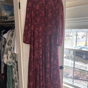 Tuckernuck Burgundy Floral Long Sleeve Maxi Dress